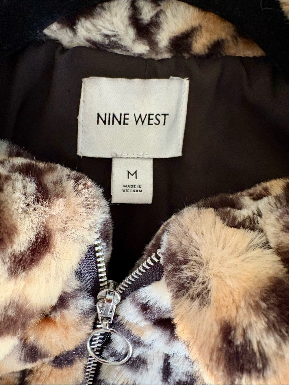 Nine West Leopard Print Faux-Fur Teddy Jacket - Brown, Black, Cream - Picture 5 of 9